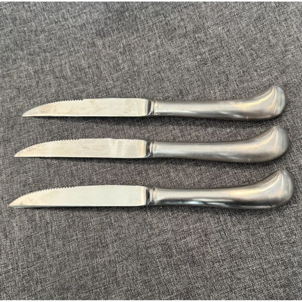 Vintage Pistol Grip, Steak Knives Set of 3, Made in Korea, Stainless Steel
